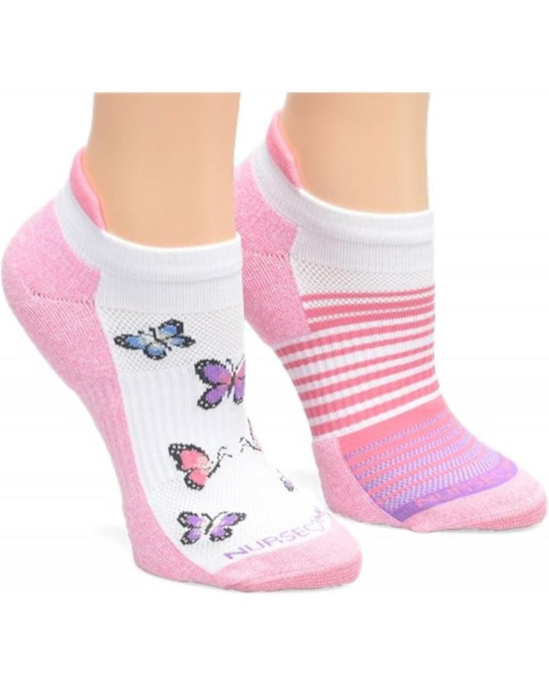 Anklet Socks | Compression | 2-Pair Pack | Comfort Support Pink Butterfly $11.31 Activewear