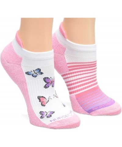 Anklet Socks | Compression | 2-Pair Pack | Comfort Support Pink Butterfly $11.31 Activewear