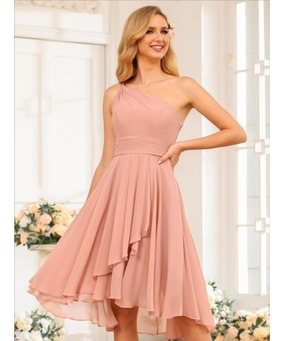 One Shoulder Short Bridesmaid Dresses with Pockets 2024 Ruffles Chiffon Pleats Formal Party Dress Burgundy $27.00 Dresses