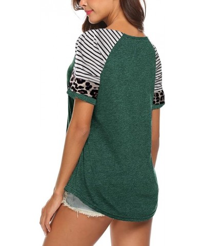 Women's Summer V Neck Raglan Short Sleeve Shirts Casual Blouses Baseball Tshirts Top Y-green $13.23 T-Shirts