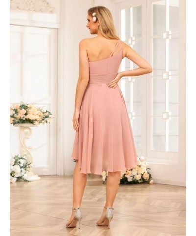 One Shoulder Short Bridesmaid Dresses with Pockets 2024 Ruffles Chiffon Pleats Formal Party Dress Burgundy $27.00 Dresses