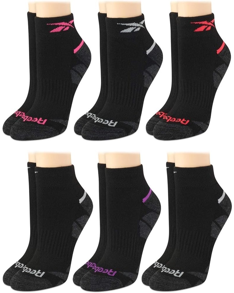 Women's Comfort Cushioned Athletic Quarter Cut Socks (6 Pack) Black Alt $12.49 Activewear