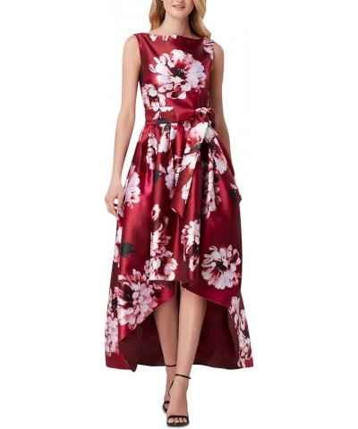 Womens Floral Print Hi-Low Evening Dress Wine Floral $44.99 Dresses