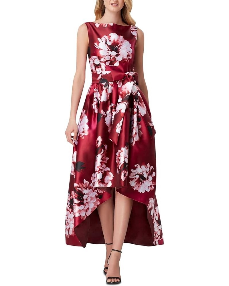 Womens Floral Print Hi-Low Evening Dress Wine Floral $44.99 Dresses