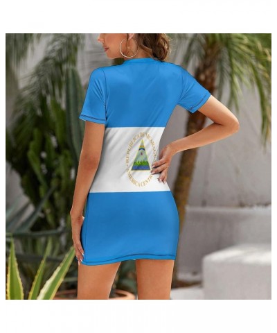 Nicaragua Flag Women's Dress Summer Crew Neck Casual Wear $14.81 Dresses