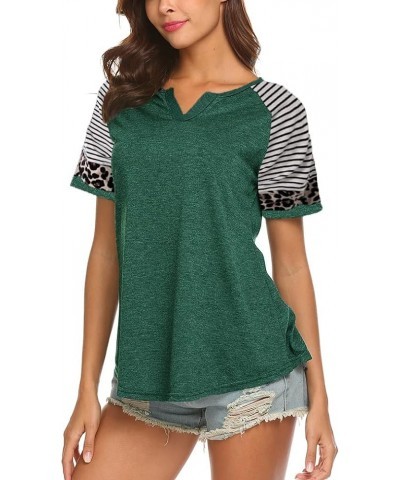 Women's Summer V Neck Raglan Short Sleeve Shirts Casual Blouses Baseball Tshirts Top Y-green $13.23 T-Shirts