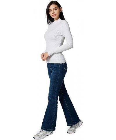 Ribbed Turtleneck for Women – Lightweight Women's Sweater Tops - Slim Fit White $13.51 Sweaters