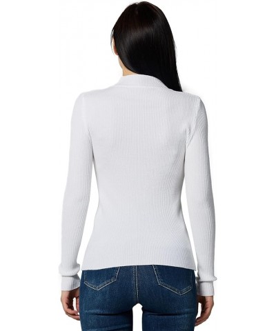 Ribbed Turtleneck for Women – Lightweight Women's Sweater Tops - Slim Fit White $13.51 Sweaters