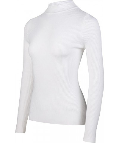 Ribbed Turtleneck for Women – Lightweight Women's Sweater Tops - Slim Fit White $13.51 Sweaters