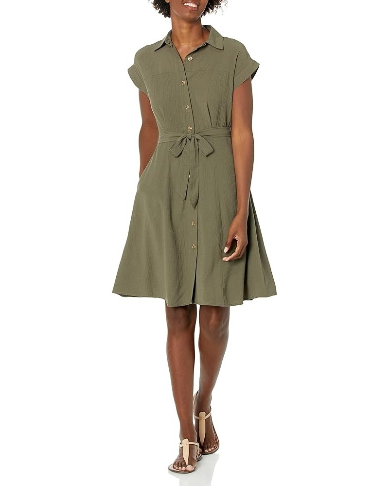 Women's Collar W/Belt Faux Wrap Dress Caper $20.62 Dresses