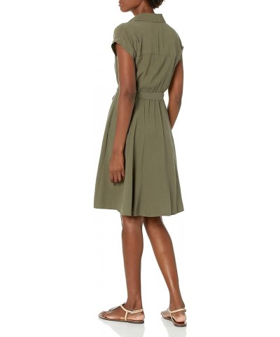 Women's Collar W/Belt Faux Wrap Dress Caper $20.62 Dresses