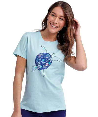 Women's Cotton Short Sleeve Crewneck Graphic T-Shirt (Extended Size Range) Turtle Dream $8.20 T-Shirts