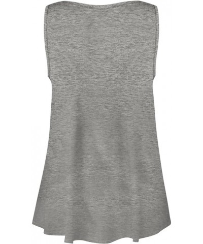 Large Size Tank Tops for Women Solid Color Summer Sleeveless Henley T-Shirts Tops Casual Button Down Tunics Shirts Gray-a $8....