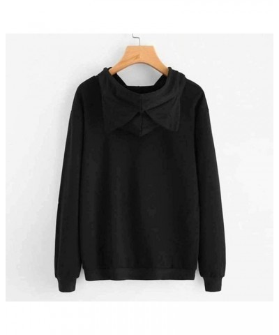 Teen Girls Hoodies 2022 Winter Loose Cat Ear Long Sleeve Hooded Sweatshirt Womens Hooded Pullover Blouse Tops D-black $3.50 O...