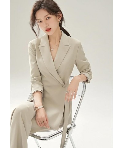 Women's Two Piece Long Sleeve Suits One Button Blazer and Work Pant Elegant Suit for Women Light Blue $38.68 Suits