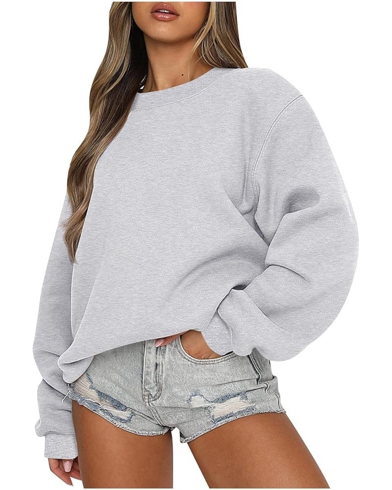 Oversized Sweatshirts For Women Casual Loose Teen Girls y2k Clothes Long Sleeve Crewneck Fleece Fall Pullover Tops G02-gray $...