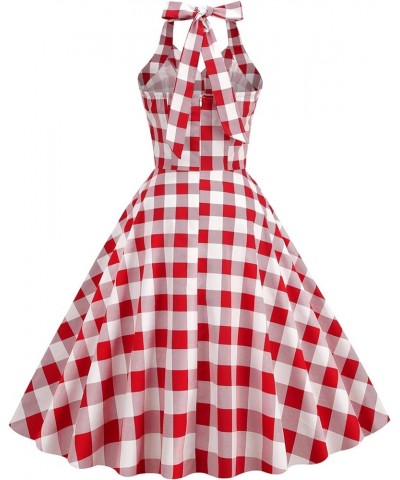 Women's Vintage 1950s Dress Retro Polka Dot 50s 60s Halter Dress Hepburn Cocktail Swing Party Rockabilly Dresses Gowns Red Pl...