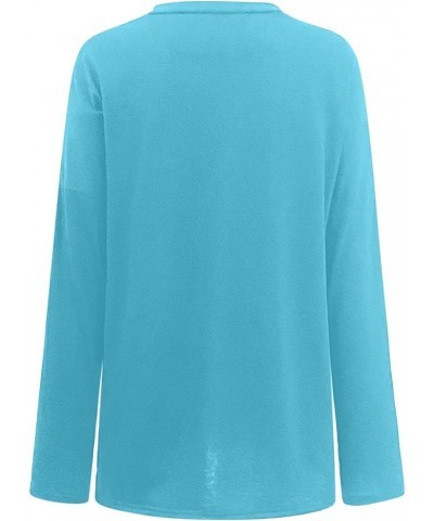 Womens Long Sleeve Tops Women Long Sleeve Oversized T Shirts Loose Sunflower Pinting Casual Crewneck Tunic Sky Blue $11.33 Tops