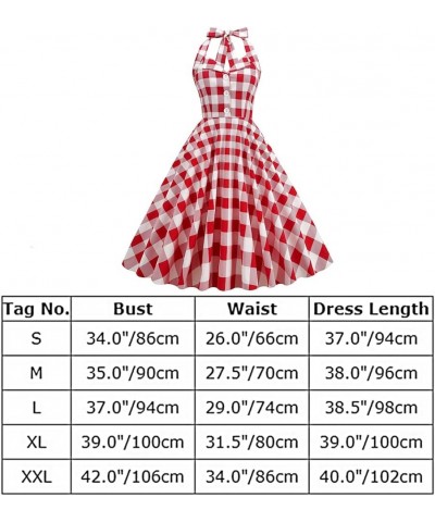 Women's Vintage 1950s Dress Retro Polka Dot 50s 60s Halter Dress Hepburn Cocktail Swing Party Rockabilly Dresses Gowns Red Pl...