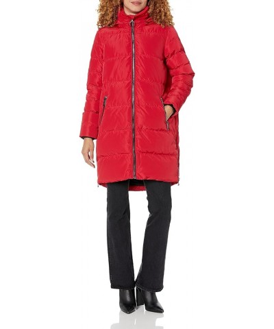 Women's Knit Cuff Hooded Jacket Red $36.03 Jackets