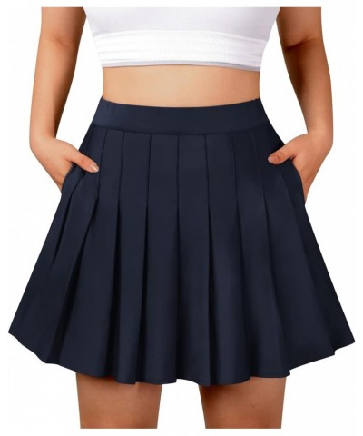 Women Pleated Tennis Skirt with Pockets Girls High Waisted Athletic Golf Skorts, 2 Years - US 4XL A Quick Dry Navy Blue $7.79...