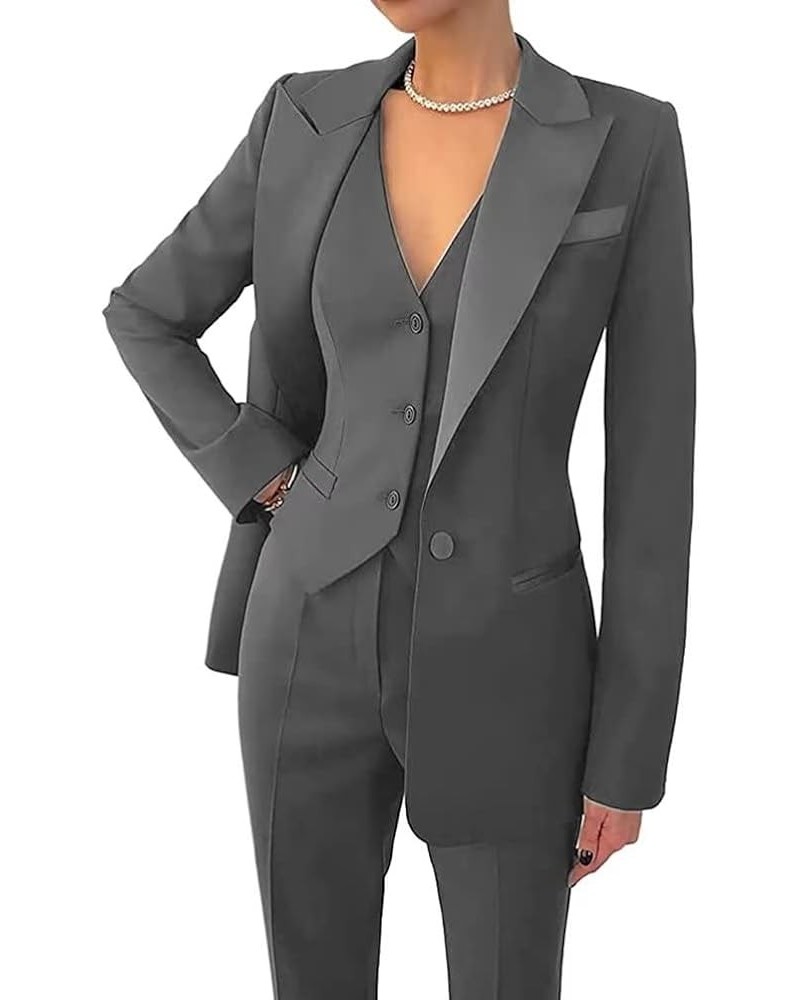 Pant Suits for Women 3 Pieces Wedding Tuxedos Suit Set Business Casual Outfits for Women Grey $39.69 Suits