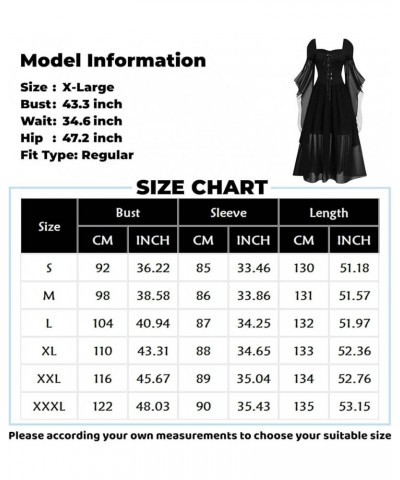 2023 Halloween Gothic Dress for Women Plus Size Special Loose Dark Off-Shoulder Ruffle Sleeves Midi Halloween Dresses 32-zbla...