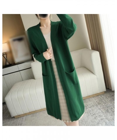 Autumn and Winter Women's Cashmere Cardigans Sweaters Casual Long Knitted Cardigan for Women V-Neck Sweater Coat Black $31.30...