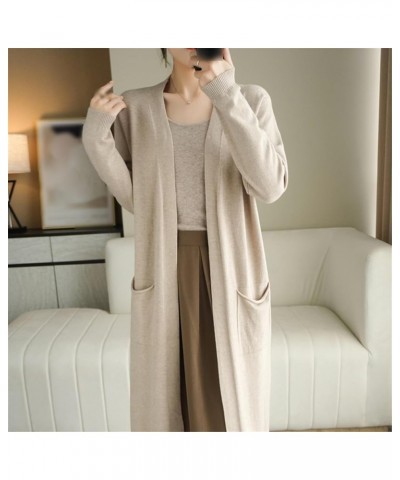 Autumn and Winter Women's Cashmere Cardigans Sweaters Casual Long Knitted Cardigan for Women V-Neck Sweater Coat Black $31.30...