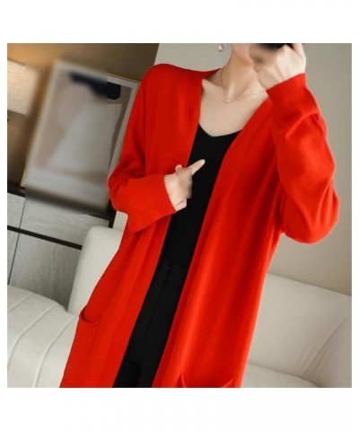 Autumn and Winter Women's Cashmere Cardigans Sweaters Casual Long Knitted Cardigan for Women V-Neck Sweater Coat Black $31.30...