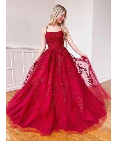 Spaghetti Strap Lace Tulle Prom Dresses Long Appliques Evening Ball Gowns Formal Party Dresses for Women Lavender $46.20 Dresses