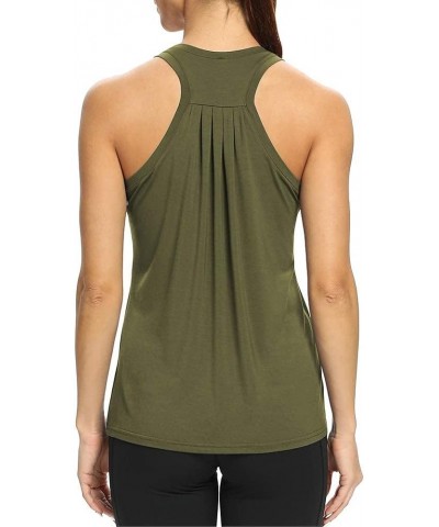 Workout Tops for Women Loose fit Racerback Tank Tops Yoga Running Shirts Dance Tops Army Green $13.56 Activewear