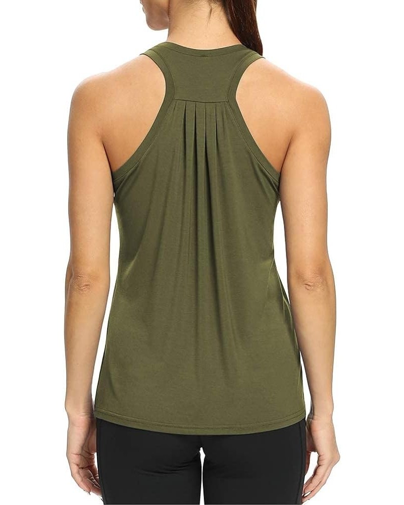 Workout Tops for Women Loose fit Racerback Tank Tops Yoga Running Shirts Dance Tops Army Green $13.56 Activewear