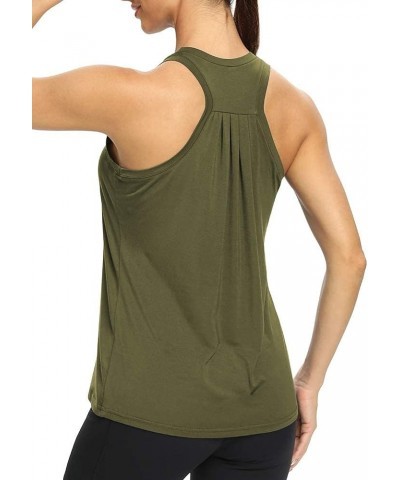 Workout Tops for Women Loose fit Racerback Tank Tops Yoga Running Shirts Dance Tops Army Green $13.56 Activewear