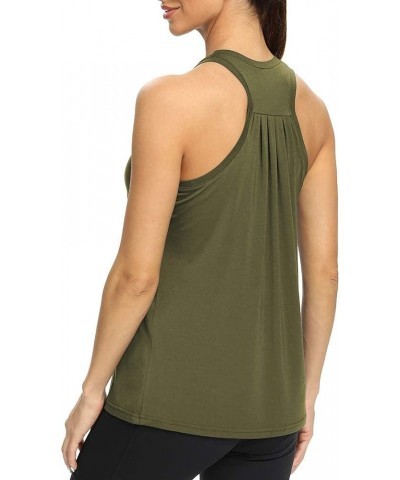 Workout Tops for Women Loose fit Racerback Tank Tops Yoga Running Shirts Dance Tops Army Green $13.56 Activewear