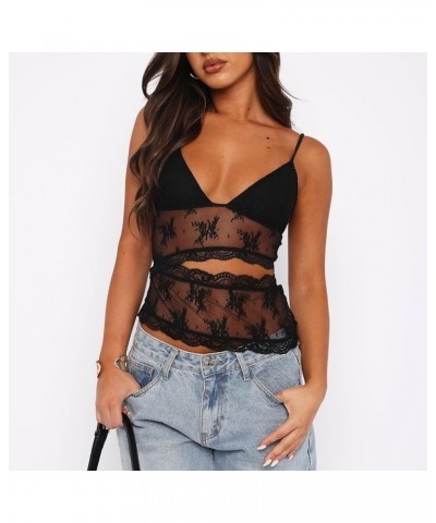 Women Y2K Lace Trim Cami Top LowCut Spaghetti Strap Camisoles Square Neck Backless Cami Crop Tops Going Out Tank Top Cut Out ...