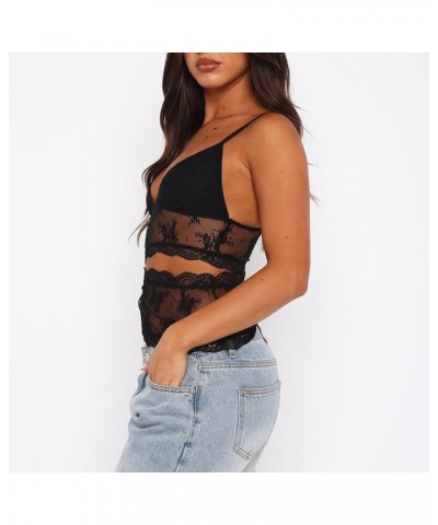 Women Y2K Lace Trim Cami Top LowCut Spaghetti Strap Camisoles Square Neck Backless Cami Crop Tops Going Out Tank Top Cut Out ...