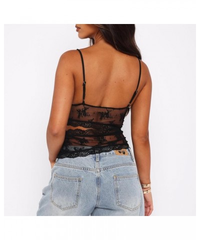 Women Y2K Lace Trim Cami Top LowCut Spaghetti Strap Camisoles Square Neck Backless Cami Crop Tops Going Out Tank Top Cut Out ...