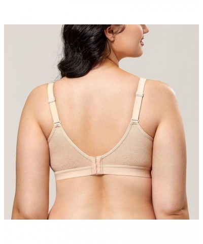 Women's Wireless Cotton Unlined Full Coverage Comfort Support Plus Size Bra Beige $15.18 Lingerie