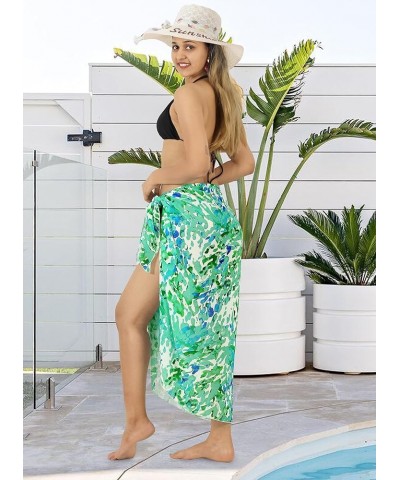 Women's Swimwear Summer Beach Dress Cover Up Bikini Vacation Swim Swimsuit Pareos Bathing Suit Sarong for Women Blue, Leaves ...