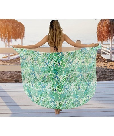 Women's Swimwear Summer Beach Dress Cover Up Bikini Vacation Swim Swimsuit Pareos Bathing Suit Sarong for Women Blue, Leaves ...