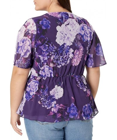 Women's City Chic Plus Size Top Carmen PRT Petunia Hydrangea $9.08 Blouses