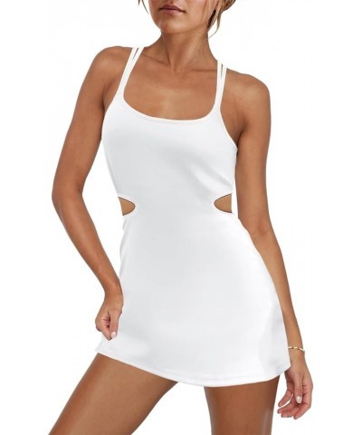 Womens Tennis Dress Built in Bra and Shorts Athletic Golf Mini Dress Backless Cut Out Onesie Romper White $18.45 Activewear