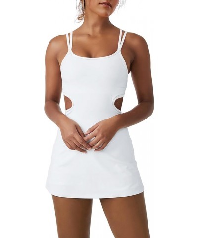 Womens Tennis Dress Built in Bra and Shorts Athletic Golf Mini Dress Backless Cut Out Onesie Romper White $18.45 Activewear