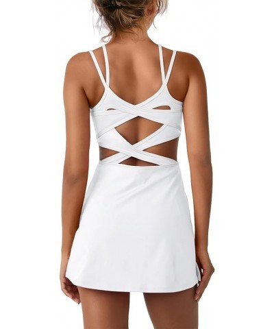 Womens Tennis Dress Built in Bra and Shorts Athletic Golf Mini Dress Backless Cut Out Onesie Romper White $18.45 Activewear