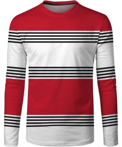 Crewneck Shirt for Men,Casual Long Sleeve Stripes Printed Colorblock T-Shirt Basic Pullover Regular Fit Pullover H-white $8.1...