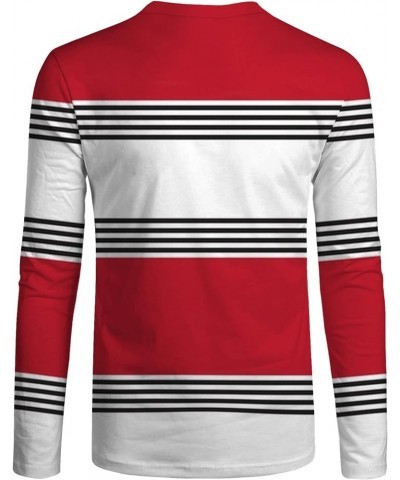 Crewneck Shirt for Men,Casual Long Sleeve Stripes Printed Colorblock T-Shirt Basic Pullover Regular Fit Pullover H-white $8.1...