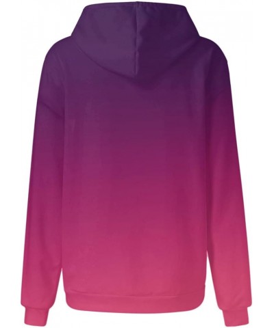 Hoodies for Women Drawstring Pullover with Pocket Gradient Print Oversized Sweatshirt Casual Crewneck Hooded Tops 05 Hot Pink...