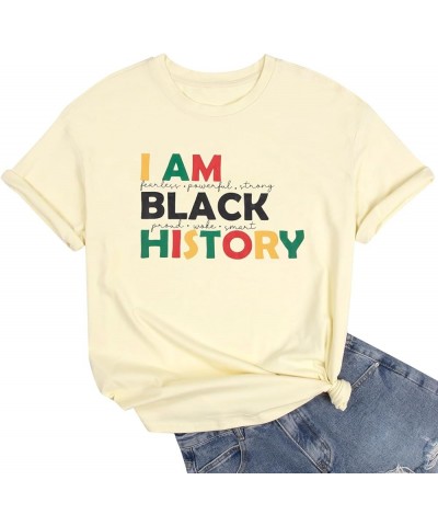 Black History Month Shirt Women I Am Black History T Shirt American African Black Pride Graphic Tee Short Sleeve Top Apricot ...