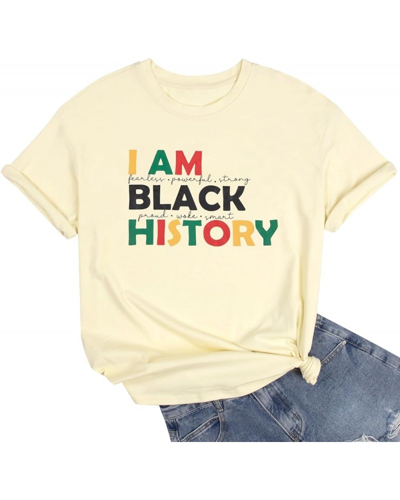 Black History Month Shirt Women I Am Black History T Shirt American African Black Pride Graphic Tee Short Sleeve Top Apricot ...